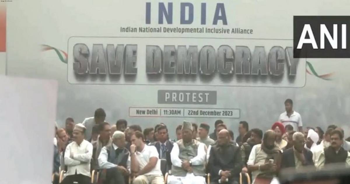 Save Democracy: INDIA bloc leaders stage protest against bulk suspension of MPs from Parliament